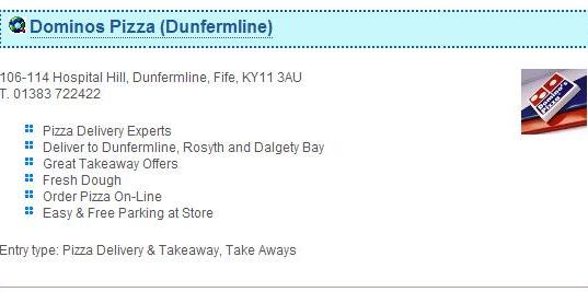 Sample Gold Listing - Domino's Pizza in Dundee