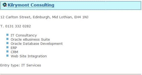 Sample Silver Listing - Kilrymont Consulting in Edinburgh